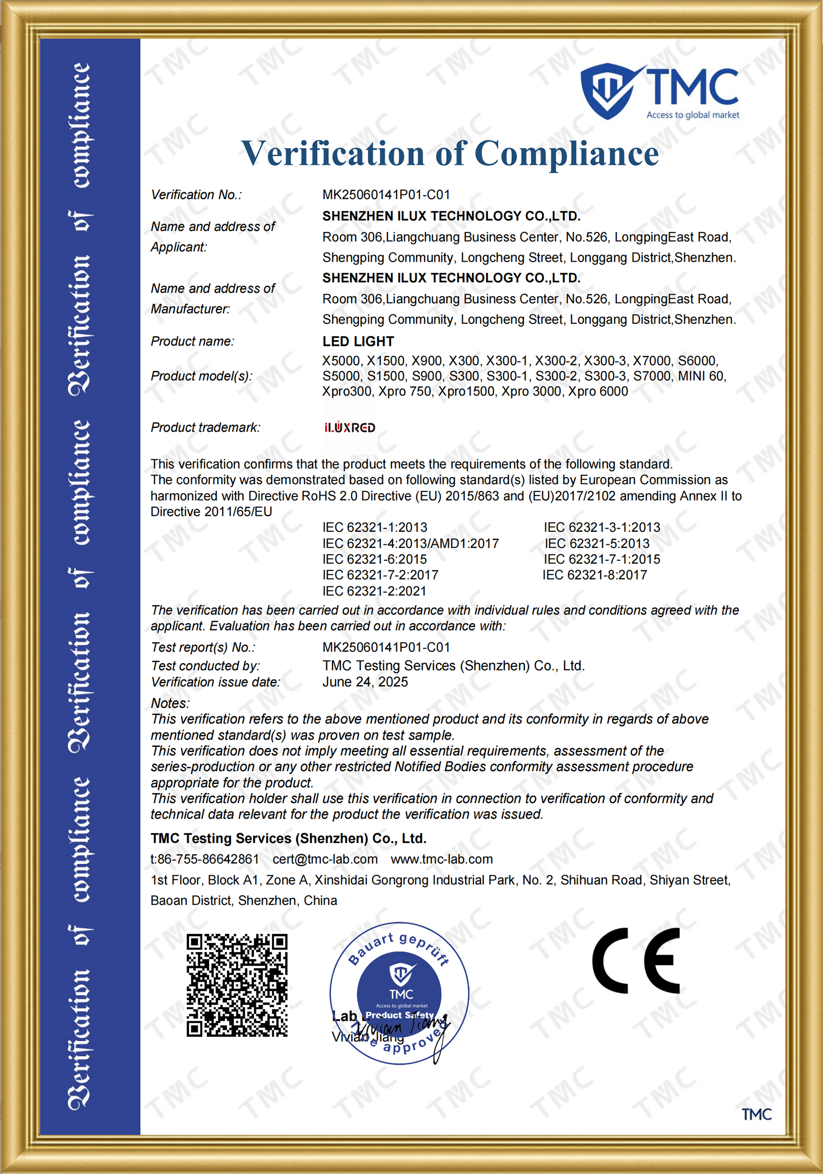 RICOVSUN RoHS Environmental Compliance Certification for Devices